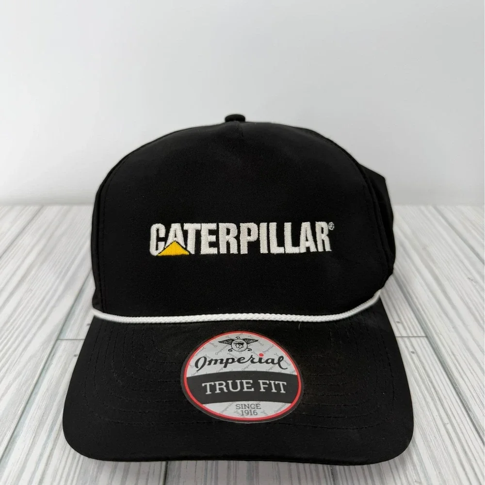 Caterpillar Imperial True‎ Fit Black Rope Hat Snapback Embroidered CAT Cap NEW
